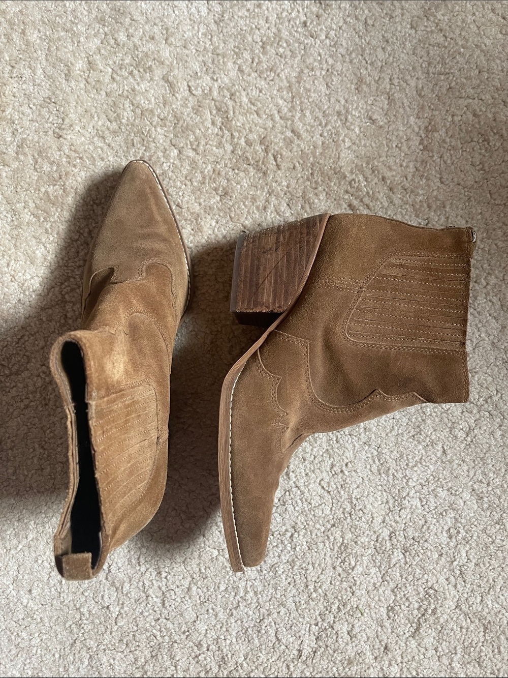 Sam Edelman Tan Suede Western Ankle Booties